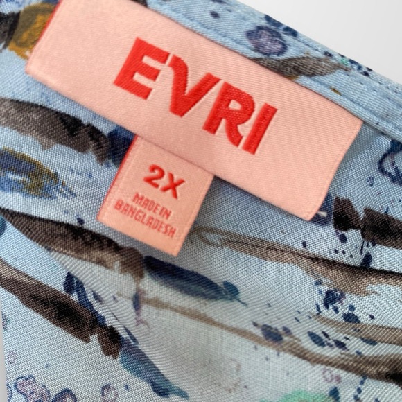 Evri Woman's Size 2X Top Shirt Tunic Blue Lightweight Flowy 3/4 Sleeve - Picture 9 of 9